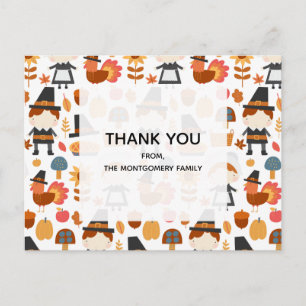 Carte Postale Les pèlerins de Thanksgiving récoltent le Merci Mo