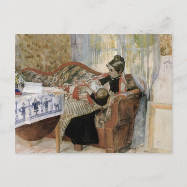 Carte Postale Les pensées d'une mère pour allaiter son bébé (Devant)