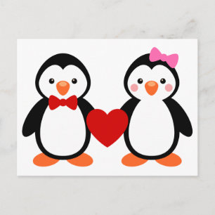 Carte Postale Les pingouins amoureux