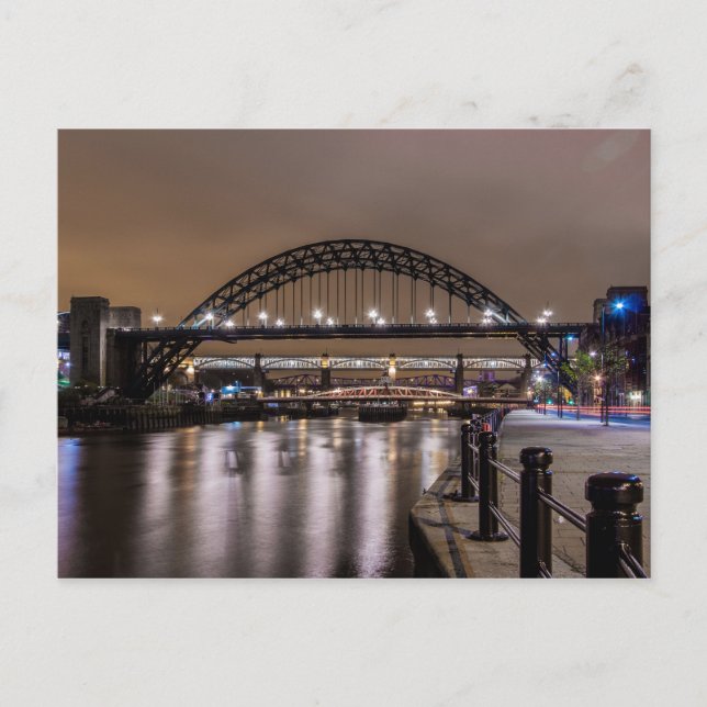 Carte Postale Les ponts Tyne la nuit (Devant)
