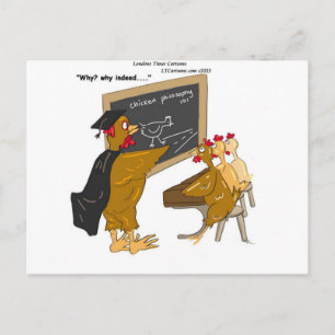 Carte Postale Les poulets traversent la route Philosophie drôle