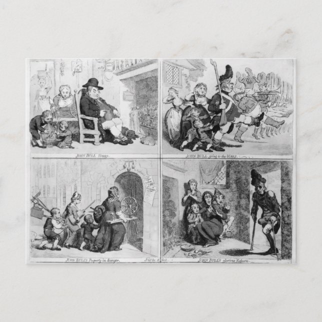 Carte Postale Les progrès de John Bull (Devant)