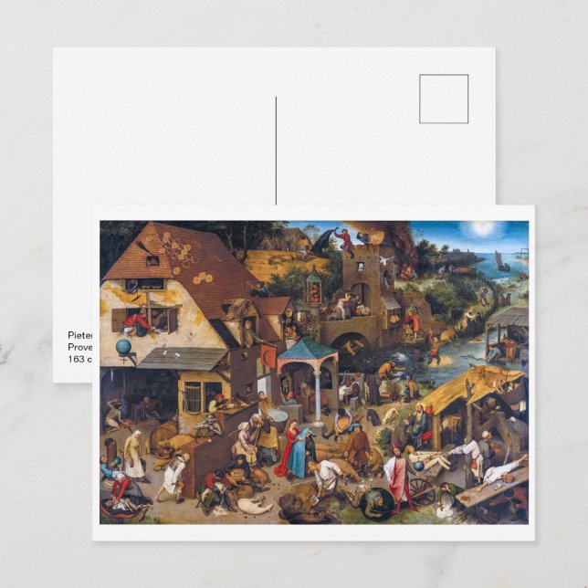 Carte Postale Les proverbes hollandais | Pieter Bruegel l'Ancien (Devant / Derrière)