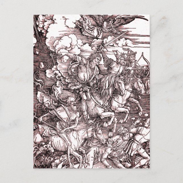 Carte Postale Les quatre cavaliers de l'Apocalypse (Dürer, 1498) (Devant)