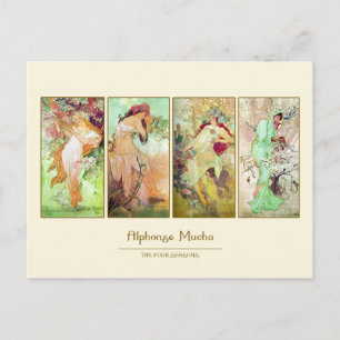 Carte Postale Les quatre saisons, Alphonse Mucha
