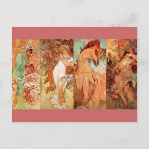 Carte Postale Les Quatre Saisons - Art nouveau