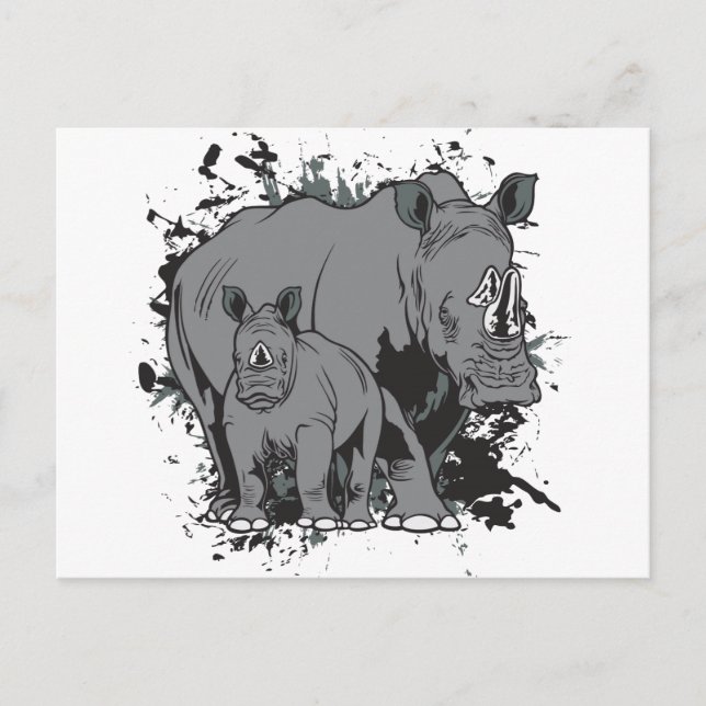 Carte Postale Les Rhinos (Devant)