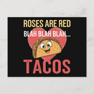 Carte Postale Les roses sont rouges, bla-bla tacos Saint-Valenti