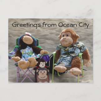 Carte Postale Les singes de la plage