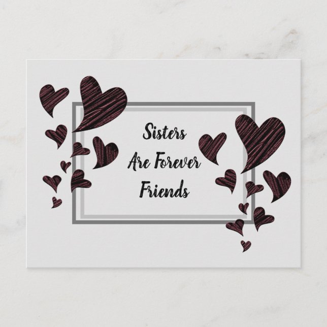 Carte Postale Les soeurs sont pour toujours des amis Coeurs roug (Devant)