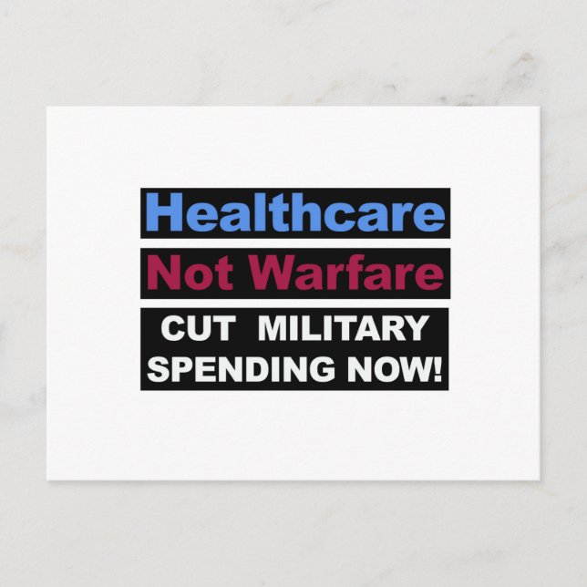 Carte Postale Les soins de santé et non la guerre (Devant)