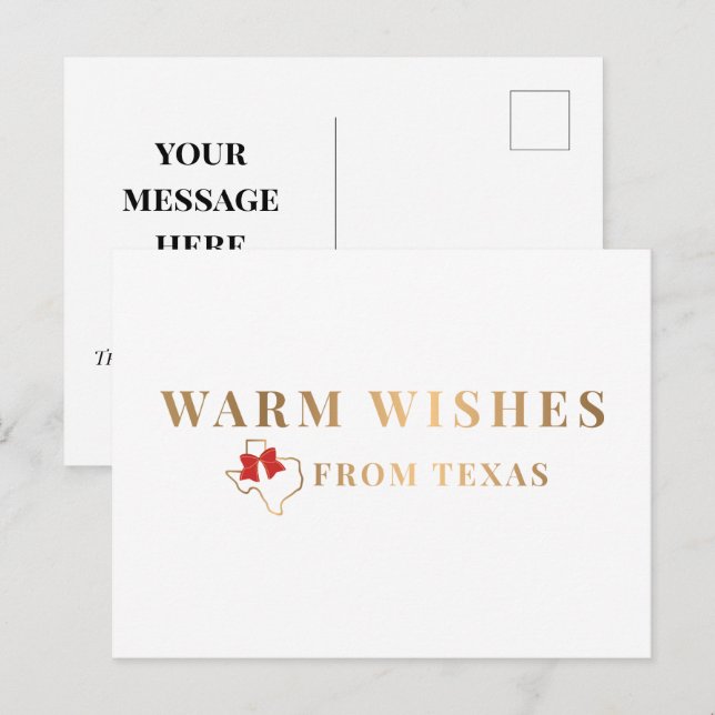 Carte Postale Les souhaits chauds d'or et de rouge du Texas (Devant / Derrière)
