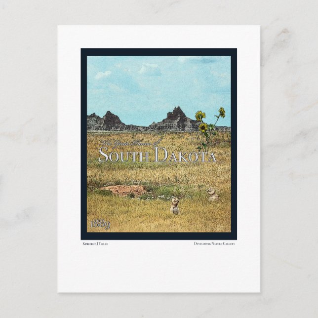 Carte Postale Les Terres des Prairies du Dakota du Sud (Devant)
