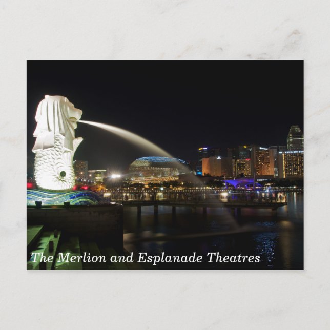 Carte Postale Les théâtres singapouriens Merlion et Esplanade (Devant)