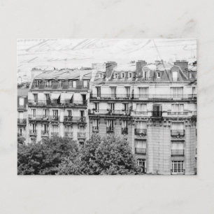 Carte Postale Les toits de Paris en noir et blanc