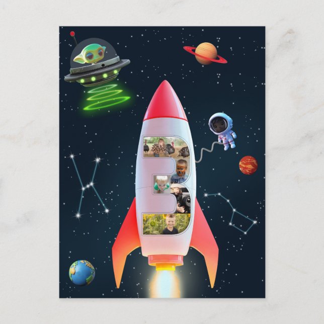 Carte Postale Les Trois Grands avec Photos | Fusée spatiale pour (Devant)