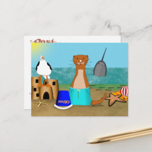 Carte Postale Les vacances à la plage d'Oliver la loutre