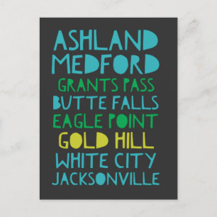 Carte Postale Les villes du sud de l'Oregon