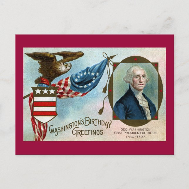 Carte Postale Les voeux d'anniversaire de Washington (Devant)