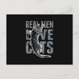 Carte Postale Les vrais hommes adorent les chats en style détend