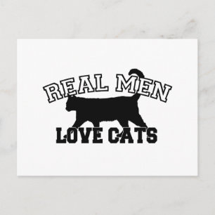 Carte Postale Les vrais hommes aiment les chats