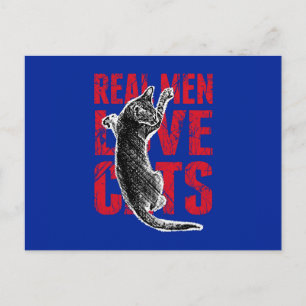 Carte Postale Les vrais hommes aiment les chats