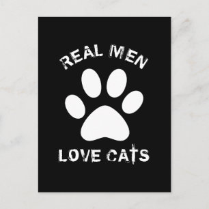 Carte Postale Les vrais hommes aiment les chats Texte personnali