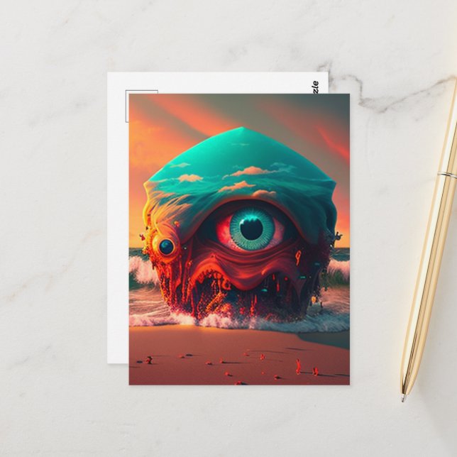 Carte Postale Les yeux sanglants (Devant/Arrière en situation)