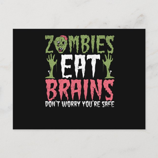 Carte Postale Les zombies mangent des cerveaux Ne vous inquiétez (Devant)