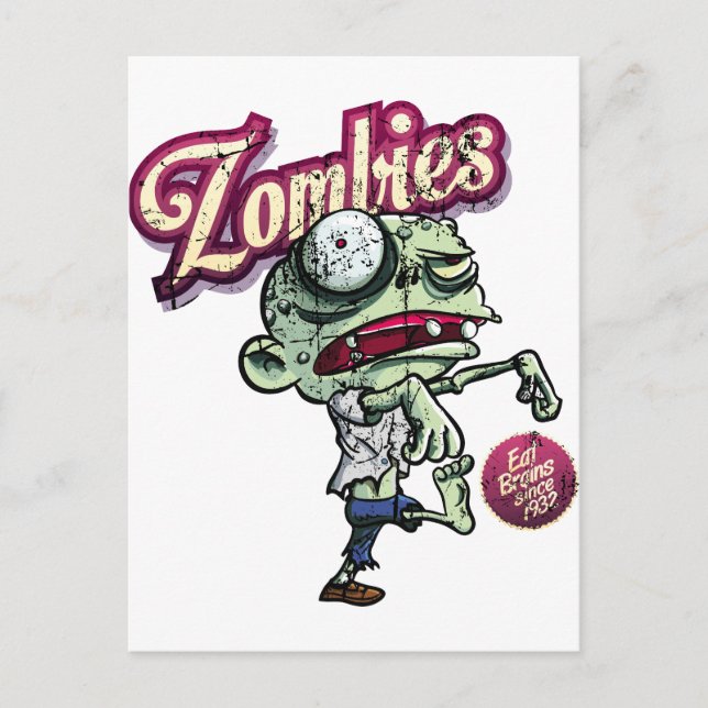 Carte Postale Les zombies mangent le cerveau (Devant)