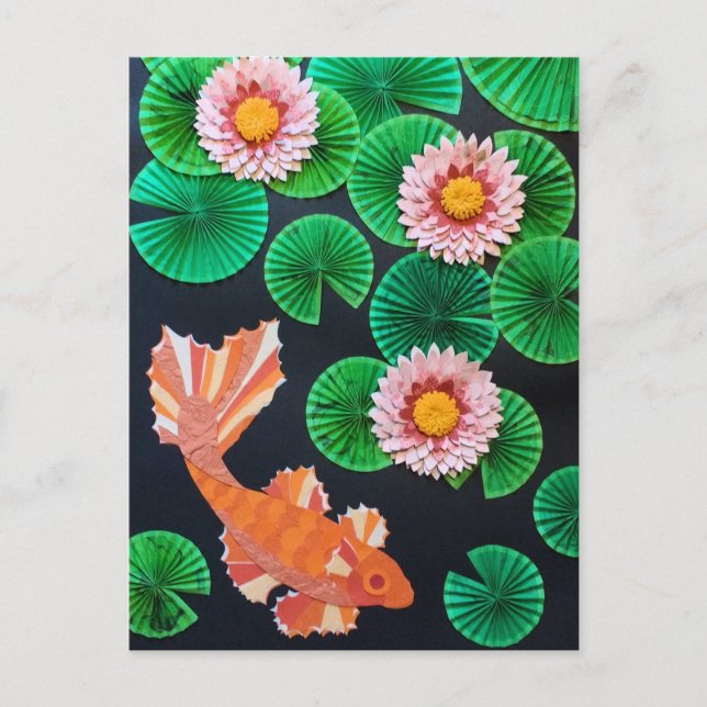 Carte Postale L'étang de carpes en papier (Devant)