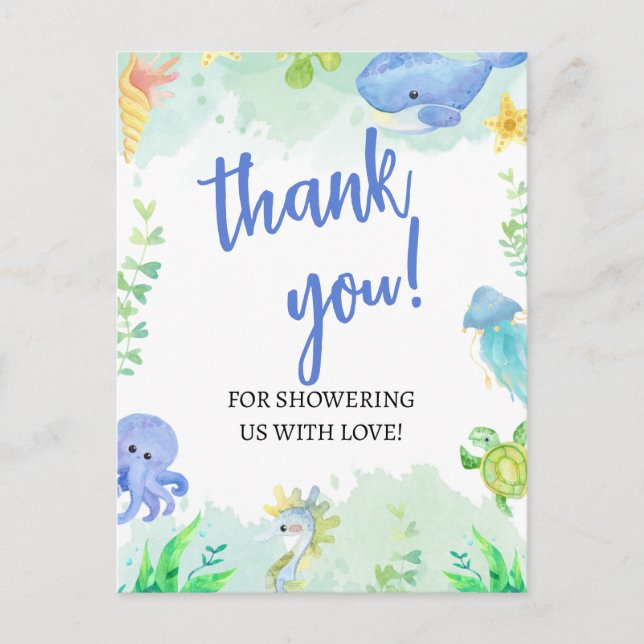 Carte Postale L'été sous le Baby shower marin Merci (Devant)