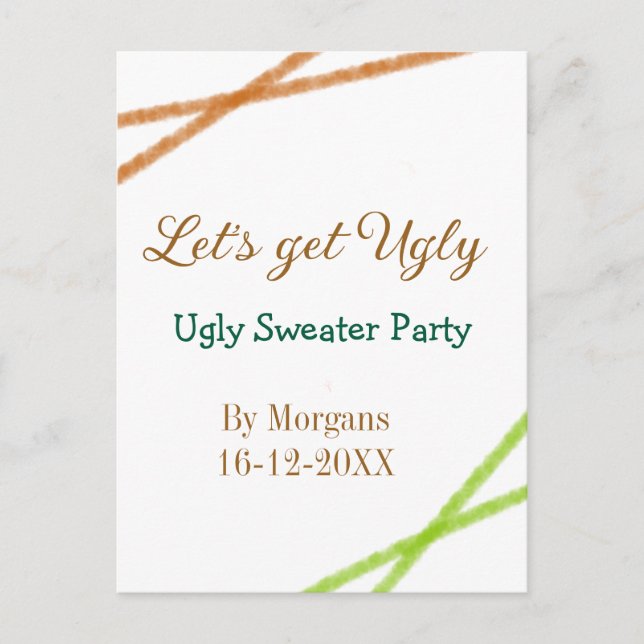 Carte Postale Let's get ugly Christmas ugly sweater Partyorange  (Devant)