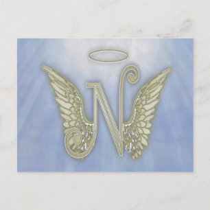 Carte Postale Letter N Angel Monogram
