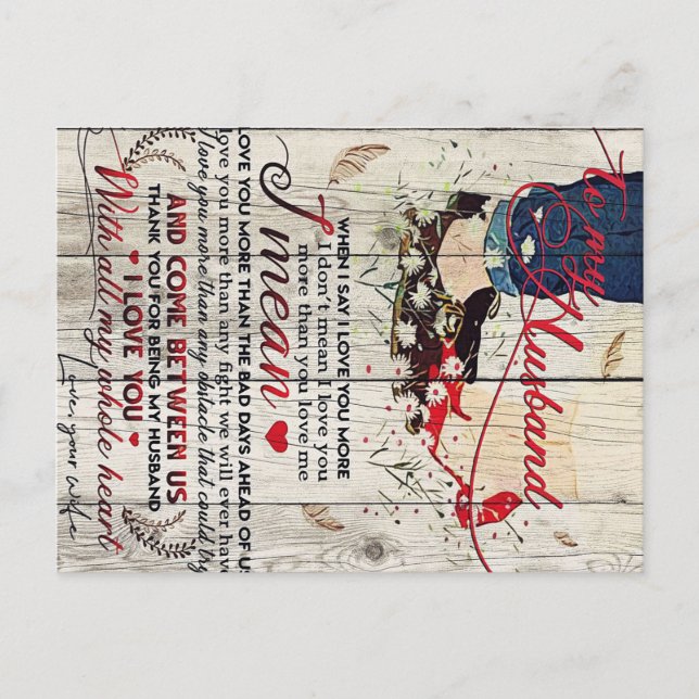 Carte Postale Lettre à mon mari | Citations D'Amour Au Mari (Devant)