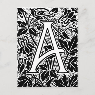 Carte Postale Lettre A Monogramme Botanique Vintage Arts & Craft