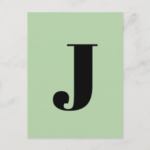 Carte Postale Lettre alphabet   Vert initial minimal personnalis