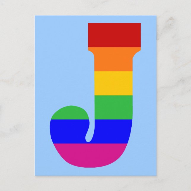 Carte Postale LETTRE arc-en-ciel J (Devant)