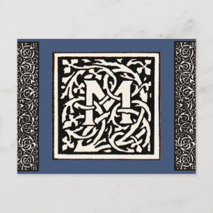 Carte Postale Lettre Art Nouveau Monogramme M Vintage
