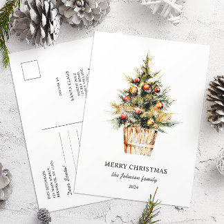 Carte Postale Lettre au Père Noël Arbre de Noël Joyeux Noël
