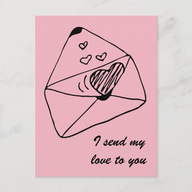 Carte Postale Lettre avec amour | Style romantique (Devant)