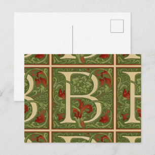 Carte Postale Lettre B Alphabet du milieu du siècle Art nouveau
