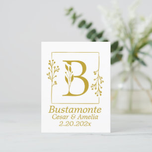 Carte Postale Lettre botanique moderne B Personnalisée