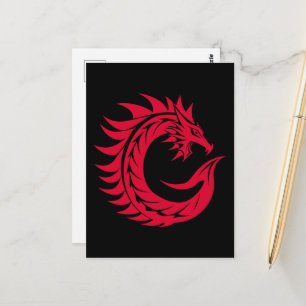 Carte Postale Lettre C de style dragon, alphabet du dragon, mono