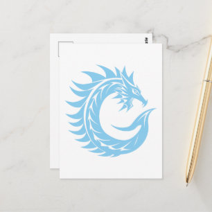 Carte Postale Lettre C de style dragon, alphabet du dragon, mono