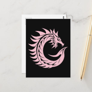 Carte Postale Lettre C de style dragon, alphabet du dragon, mono