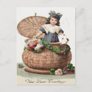 Carte Postale LETTRE COTE PETITE FILLE GARLANDE WREath