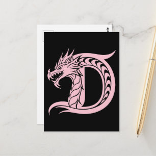 Carte Postale Lettre D de style dragon, Alphabet de dragon, Mono