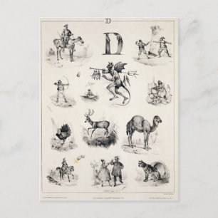 Carte Postale Lettre D d'un abécédaire, 1832
