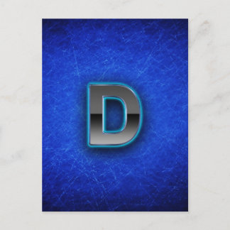 Carte Postale Lettre D - édition bleu néon